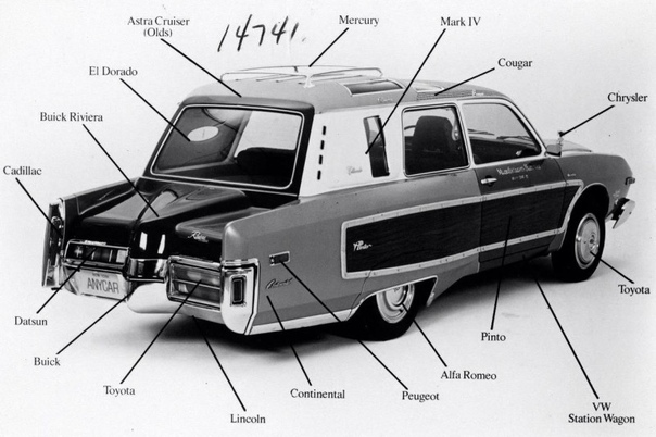 AnyCar Перед вами концепт-кар, построенный в середине 70-х гг. американским дизайнером Джорджем Беррисом по заказу американской компании Manufacturers Hanover Trust Company При постройке AnyCar