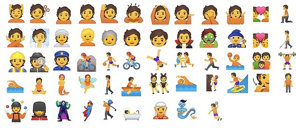 Google представил 53 гендерно-нейтральных эмодзи «Третий гендер» появится в эмодзи с профессиями, занятиями и персонажами. Дизайнеры Google разработали новые гендерно-нейтральные эмодзи. 53